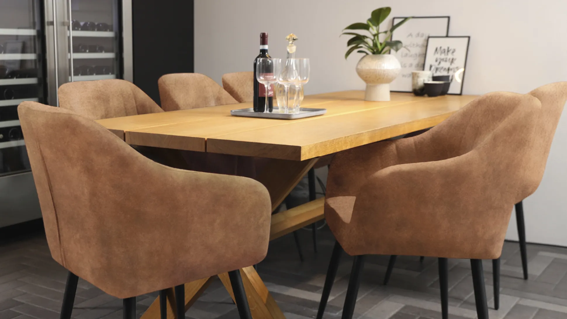 Helle cowboystof cognac/sort