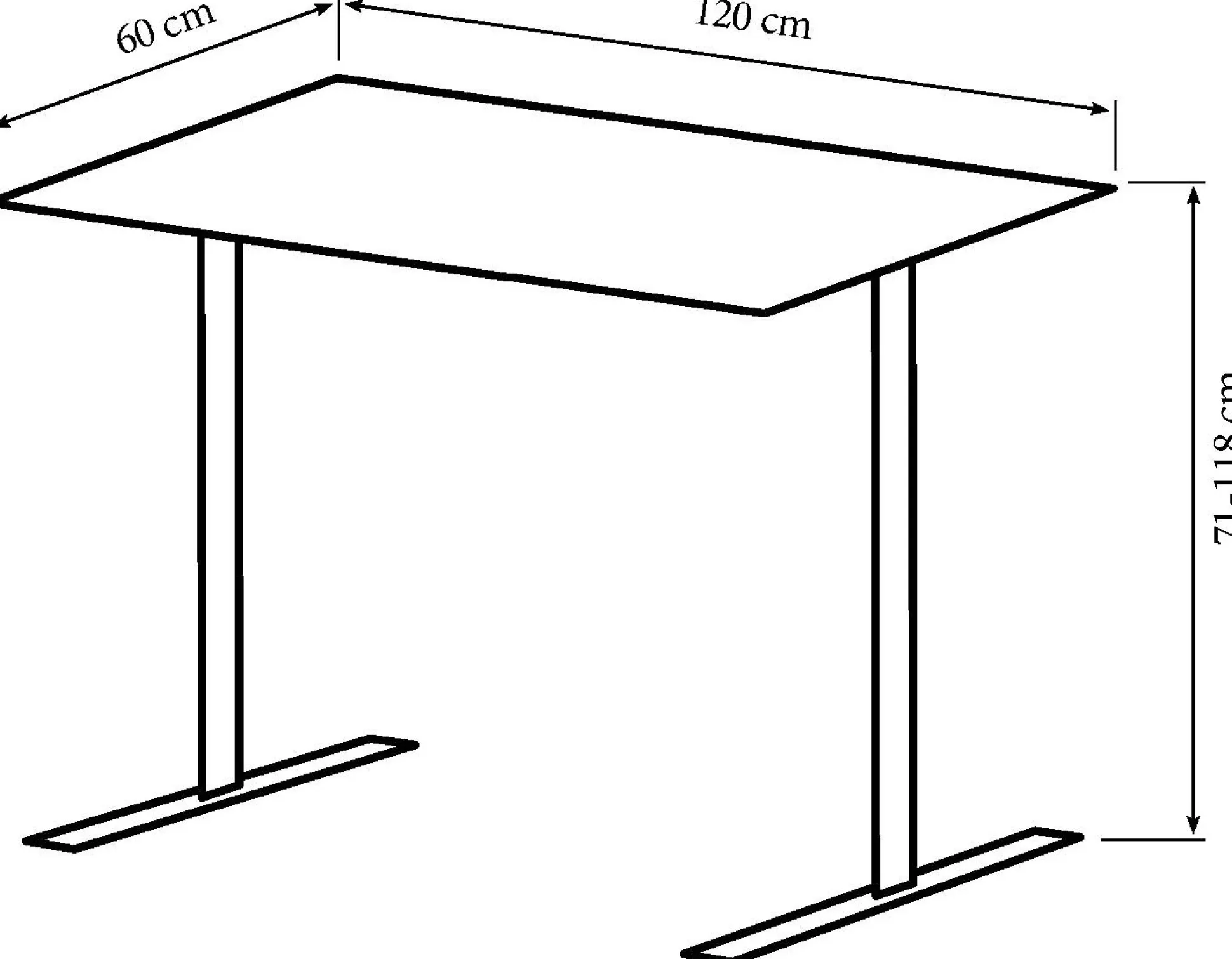 Hæve sænkebord hvid 120x60cm