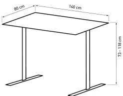 Hæve sænkebord hvid 140x80cm