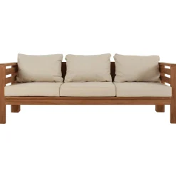 Jakarta bænk i teaktræ med hynder creme 200x70x60cm