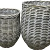 Kurv rund høj lys kubu rattan