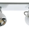 Loftlampe kugleformet 2 spots hvid