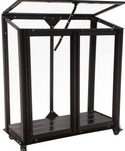 Minidrivhus med hjul poly sort 67,6x33,2x69cm