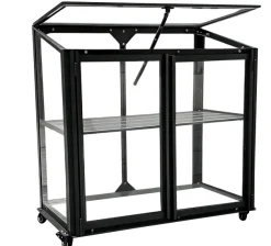 Minidrivhus med hjul poly sort 77,6x41,5x71,1cm