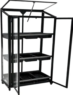Minidrivhus med hjul poly sort 77,6x41,5x111,1cm.