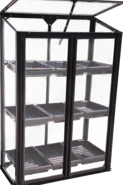 Minidrivhus med såbakker poly sort 77,6x41,5x111,1cm