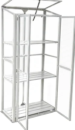 Minidrivhus poly sølv 77,6x41,5x151,1cm