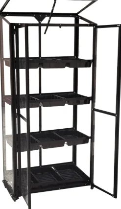 Minidrivhus poly sort 77,6x41,5x151,1cm