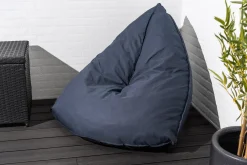 Oval sækkestol stof mørkeblå