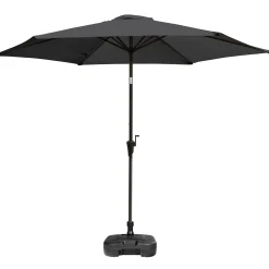 Parasol med vip mørkegrå 3m med parasolfod ø38 22L