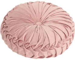 Pude rund velour rosa