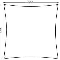 Solsejl creme PRO 3,6x3,6m