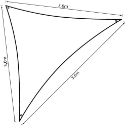 Solsejl grå LUX 3,6x3,6x3,6m